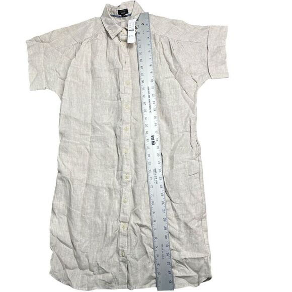 J Crew Dress Womens S Beige Irish Linen Relaxed Short Sleeve Baird‎ McNutt - Picture 3 of 10